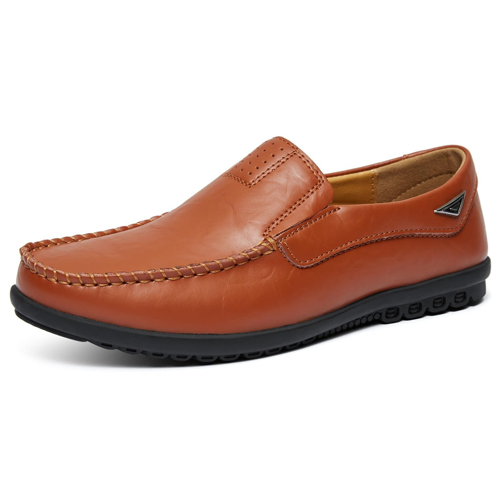 Men's Genuine Leather Casual Loafers A-Brown Size 13 by Go Tour