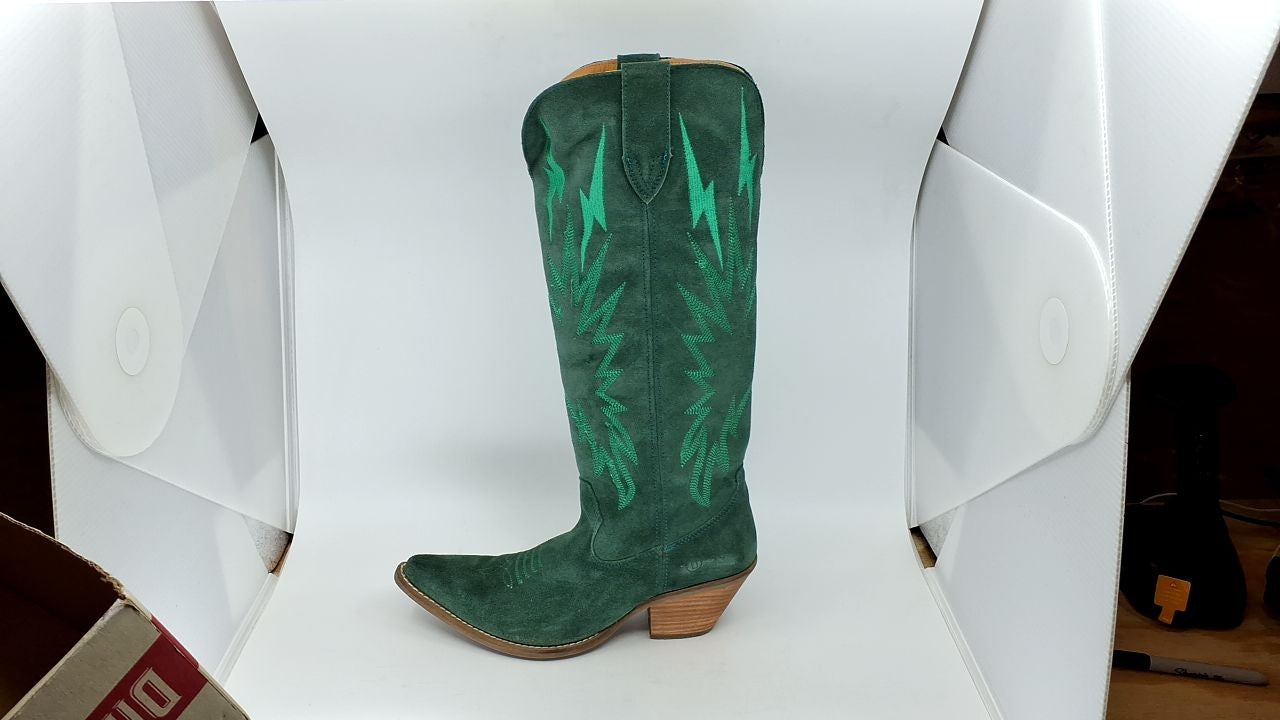 Dingo Womens Green Thunder Road Snip Toe Boots 2.5 in Heel Size 10