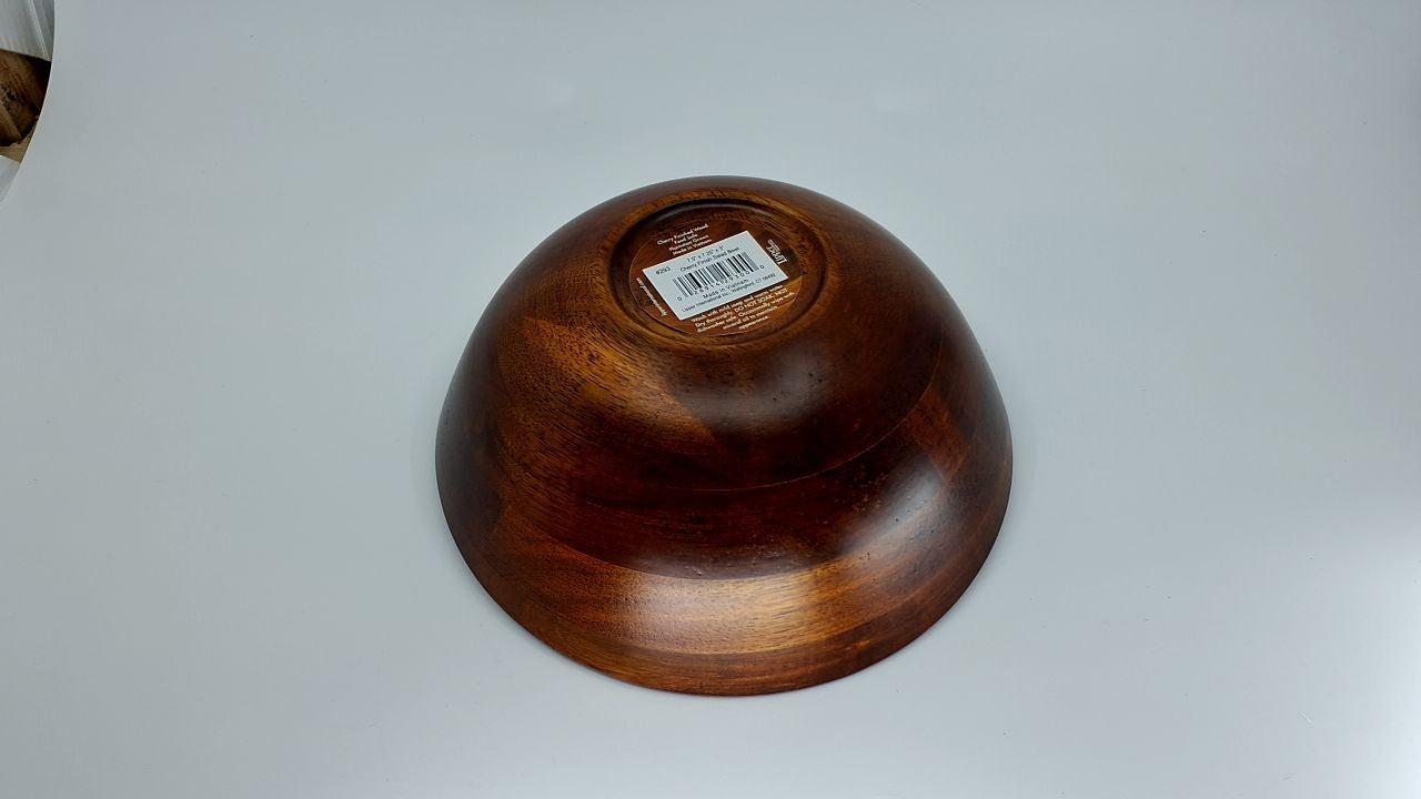 Small Cherry Wavy Rim Beechwood Bowl, 7.5in x 7.25in, Serving Salad/Fruit