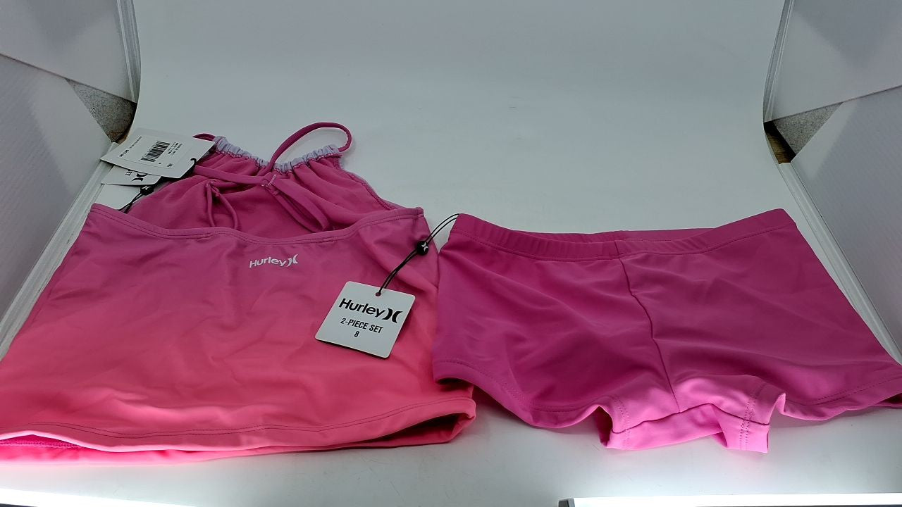 Hurley Girls Tankini 2-Piece Swimsuit, China Rose/Boyshort