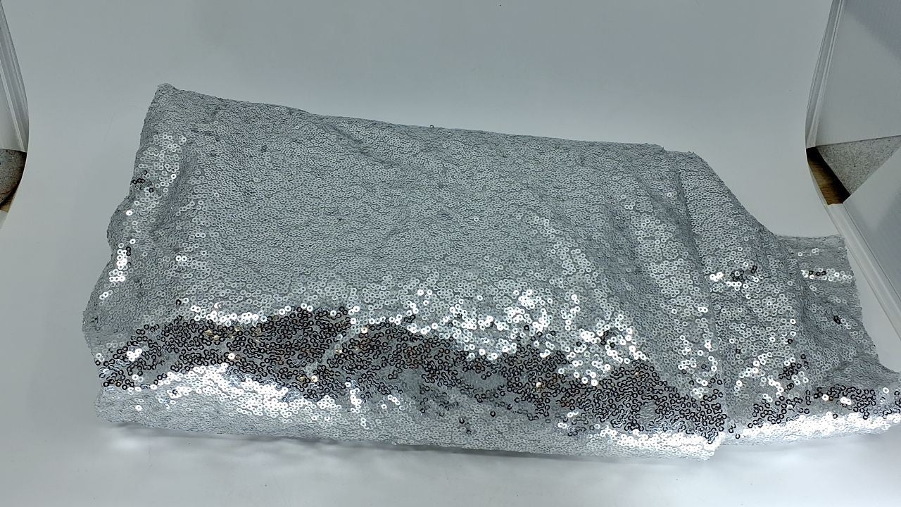 Silver Glitter Tablecloth 60x102 Inch for Baby Shower & Parties