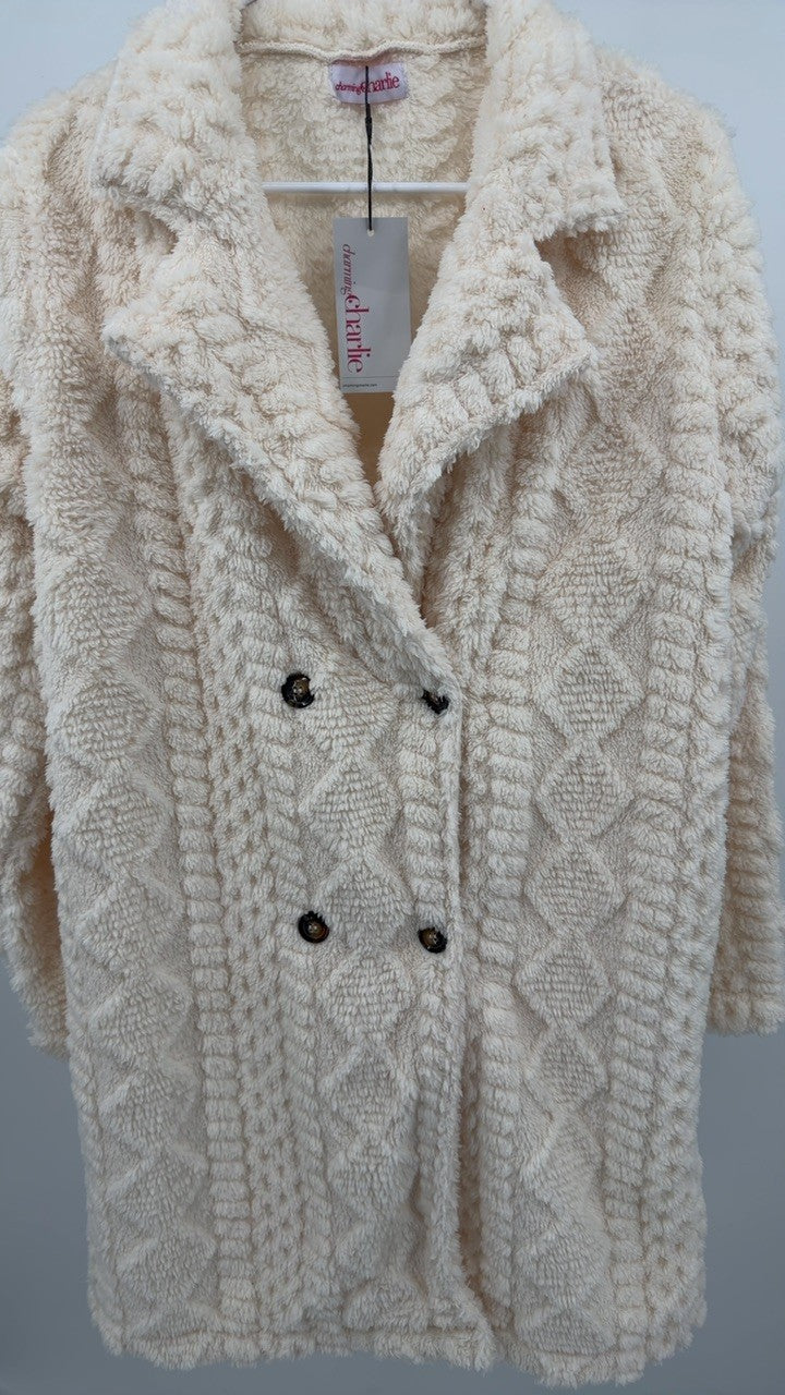 Fleece Double-Breasted Longline Coat