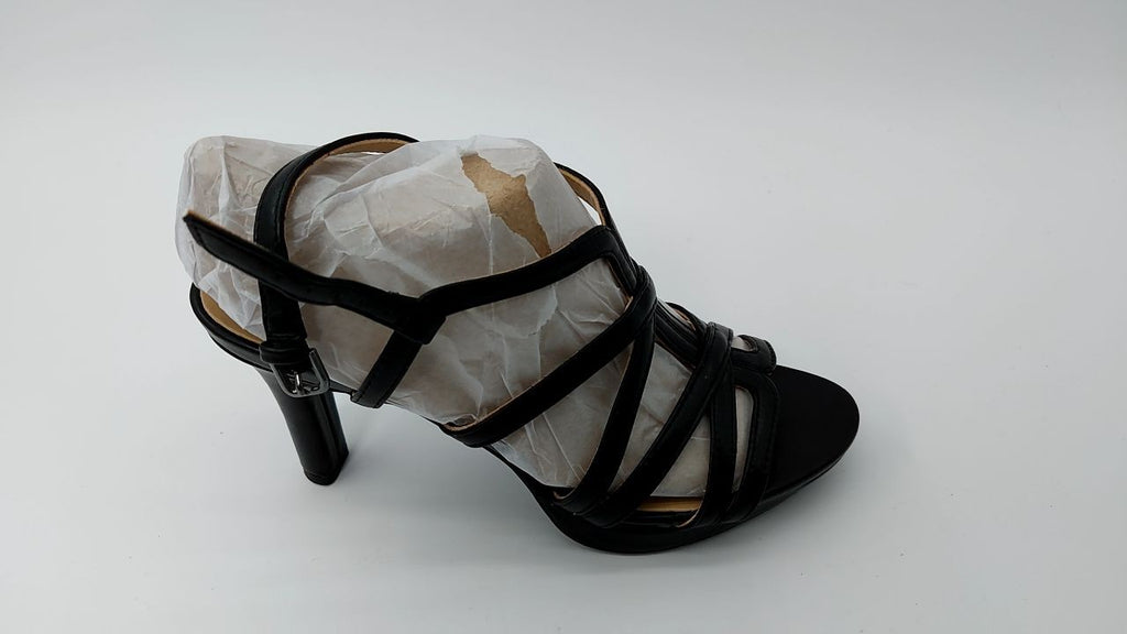 Naturalizer Womens Baylor Strappy High Heel Dress Sandal Black Smooth 7 M
