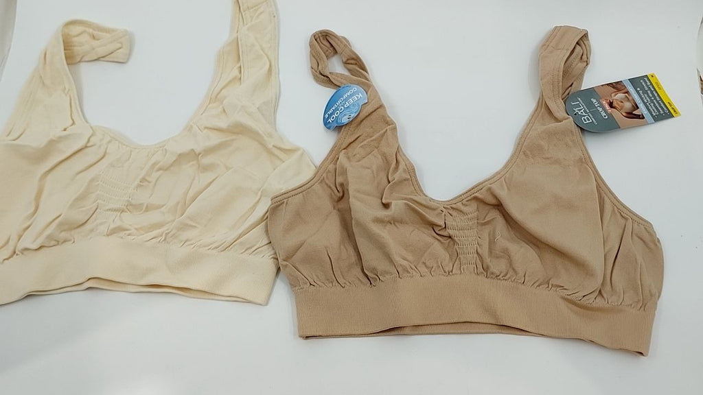 Bali Comfort Revolution Seamless Crop Top 2 Pack, Medium, Light Beige/Nude