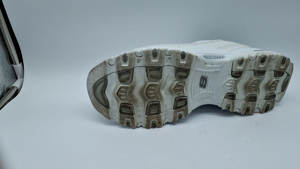 Skechers womens Bright Sky clogs and mules shoes, White/Silver, 9 US