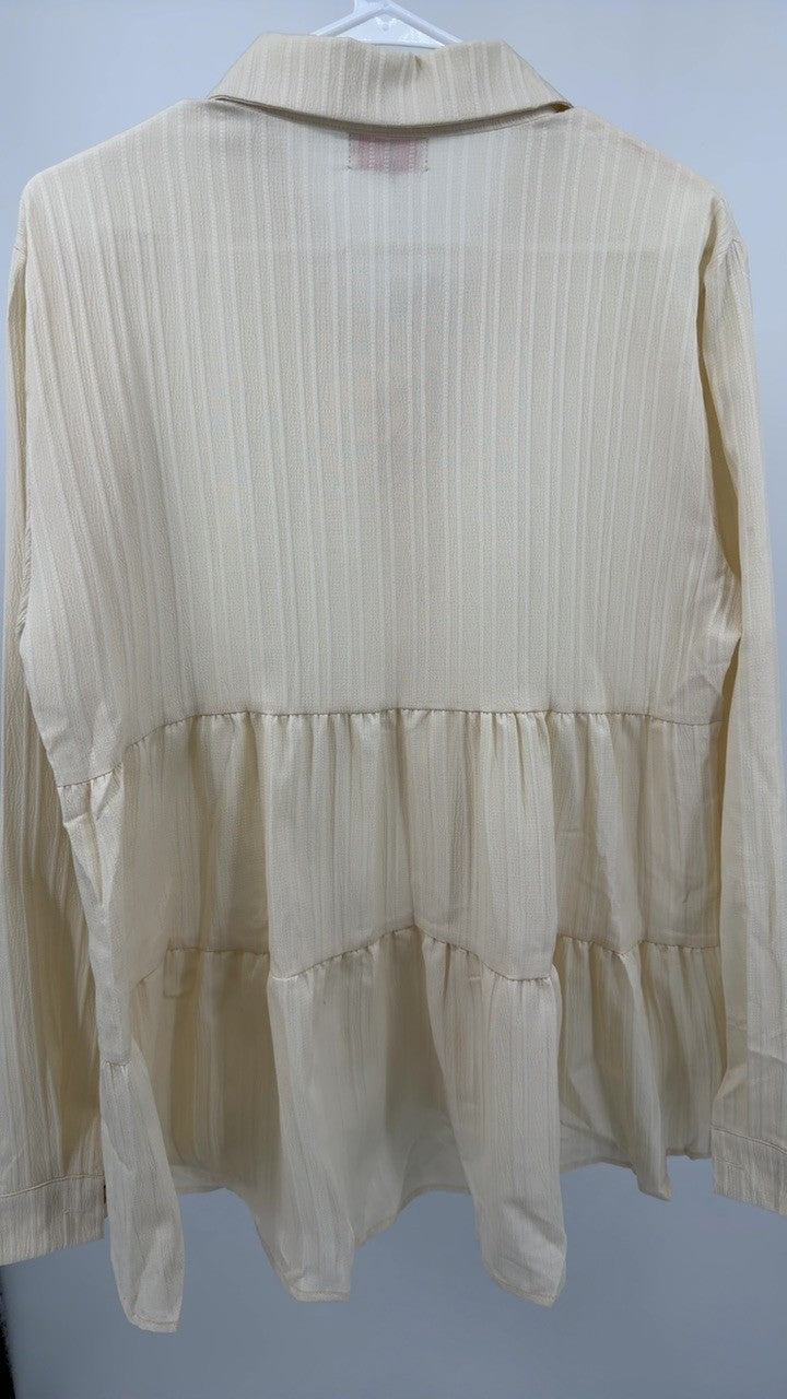 Striped Button-Down Tiered Shirt