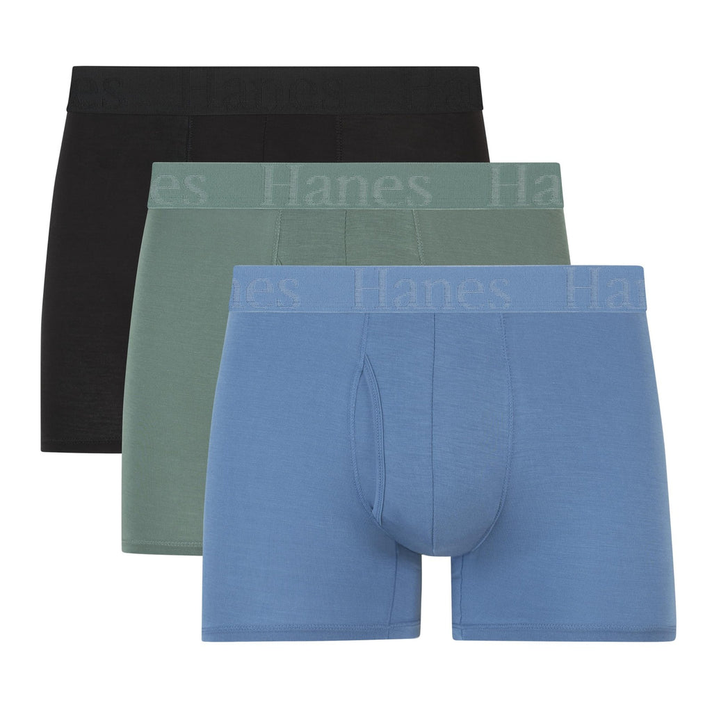 Men's Boxer Briefs, SuperSoft Trunks, Viscose Bamboo, 3-Pack, Large