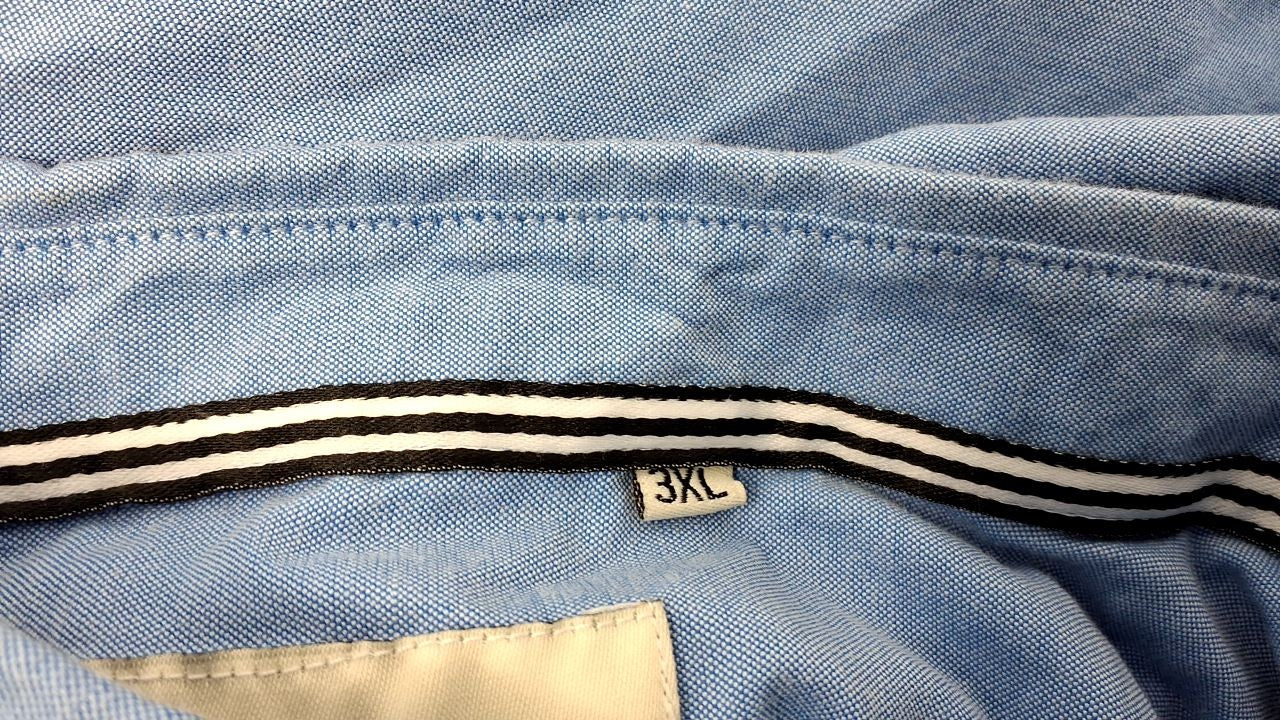 Haggar Smart Wash Blue Stripe Dress Shirt 18.5" Neck 36-37" Sleeve