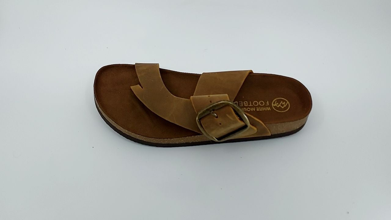 WHITE MOUNTAIN Women's Harley Footbed Sandal, Whiskey/Leather, 7 M
