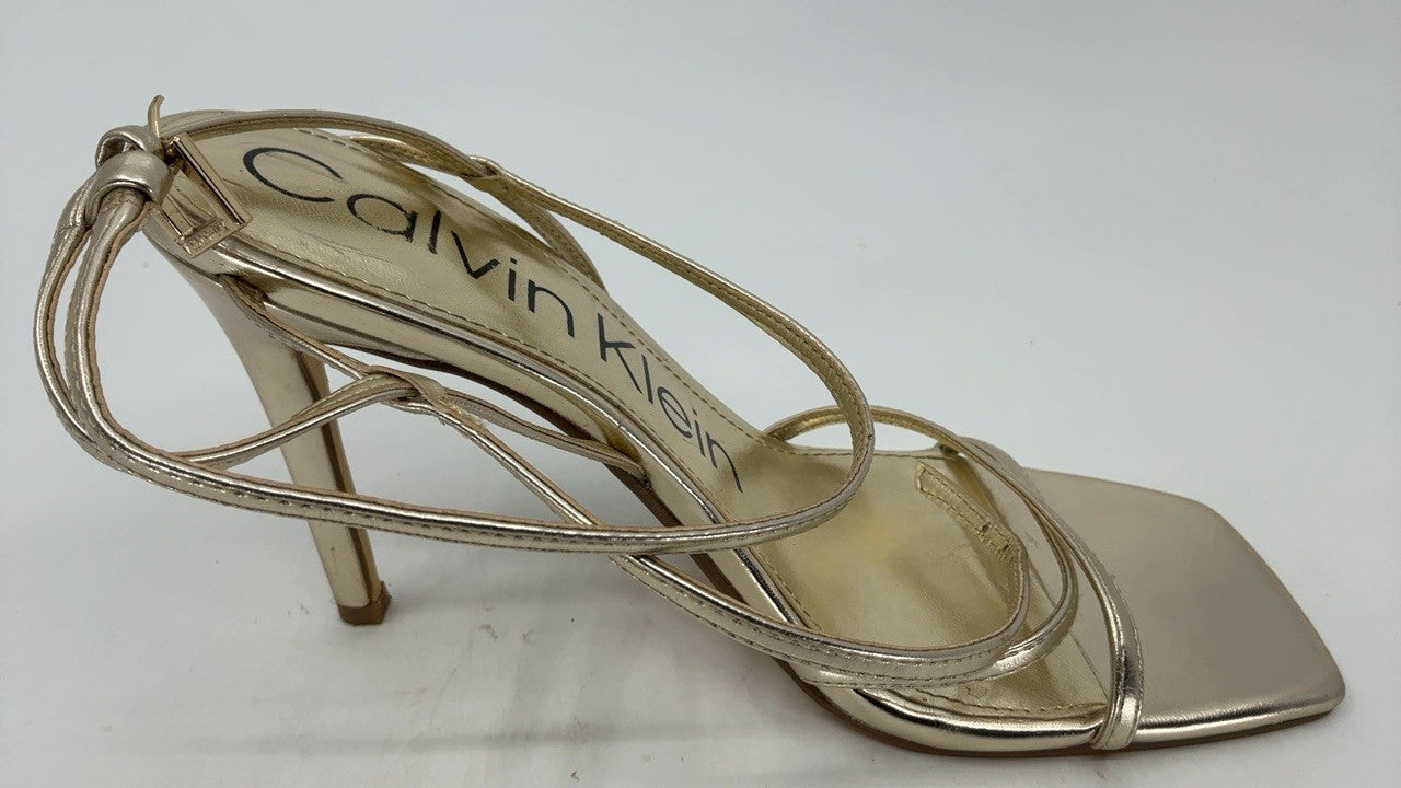 Calvin Klein Women's Tegin Heeled Sandal, Gold, 9.5