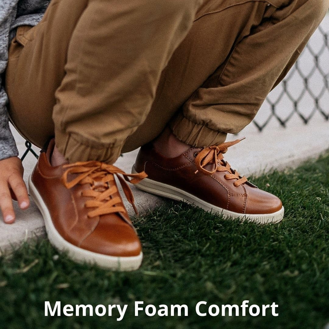 Deer Stags Boys' Joshua Dress Fashion Sneaker/Dark Tan/Dark Brown / 6 Big Kid