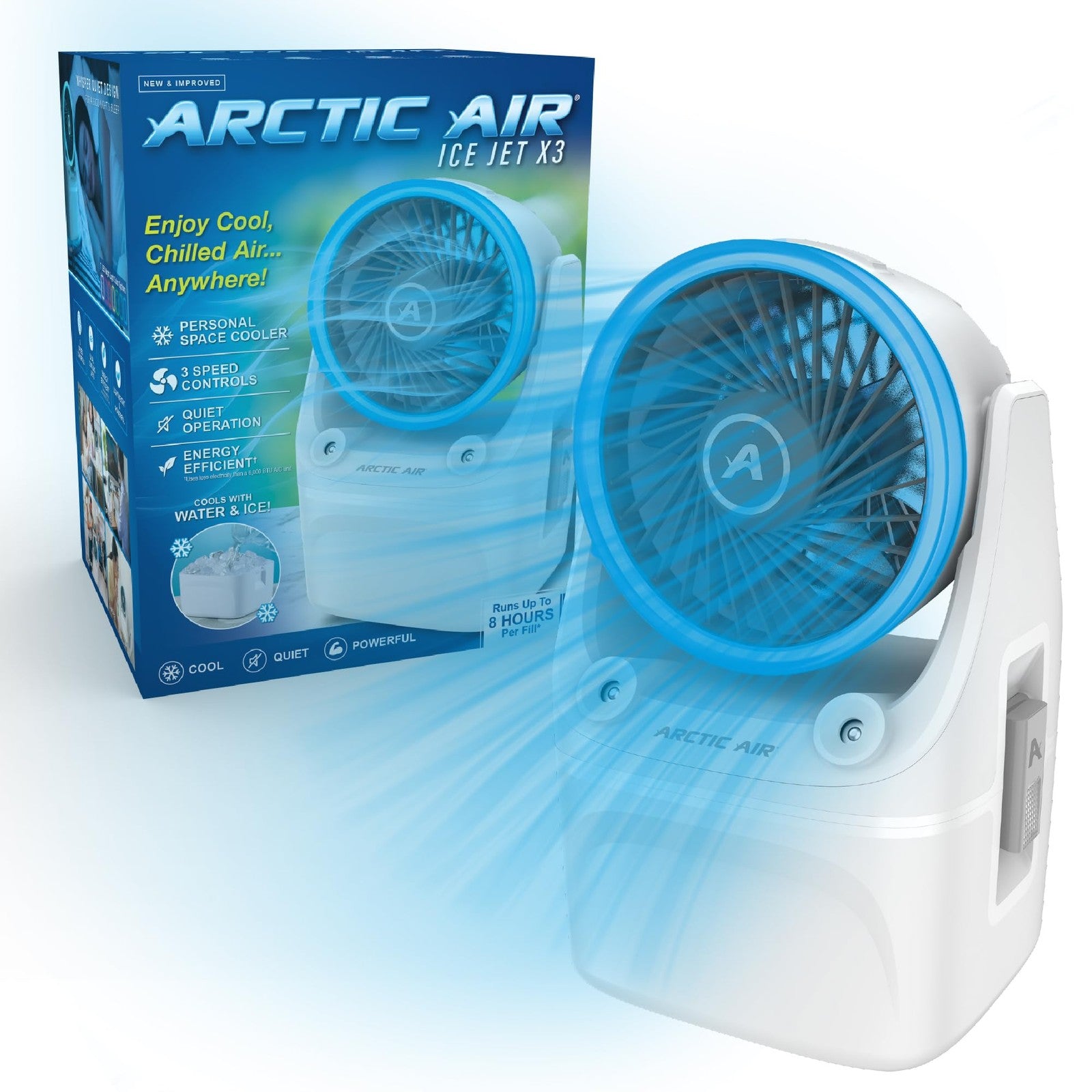 Ice Jet X3 Portable Air Cooler, Dual Mist Modes, Great for Home & Travel