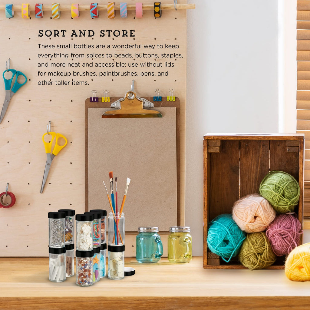 Kamenstein 5244227 Empty Jars With Black Cap, Set Of 12, 3-Ounce