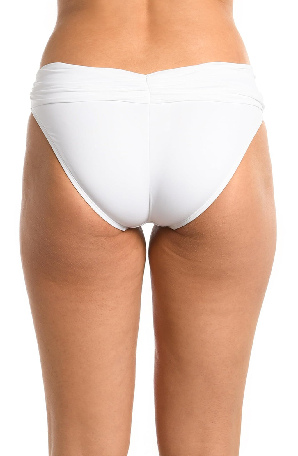 La Blanca White Hipster Bikini Swimsuit Bottom, Size 6, Shirred Band