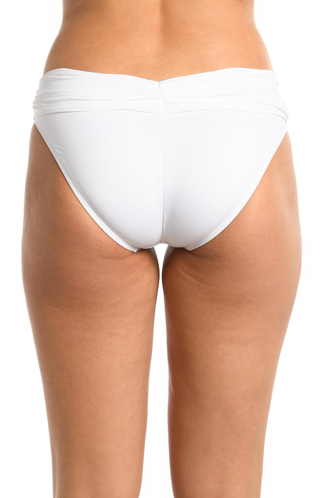 La Blanca White Hipster Bikini Swimsuit Bottom, Size 6, Shirred Band
