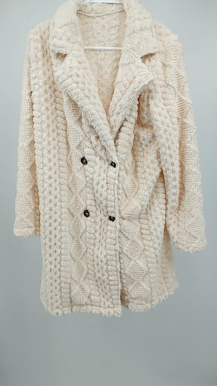 Fleece Double-Breasted Longline Coat