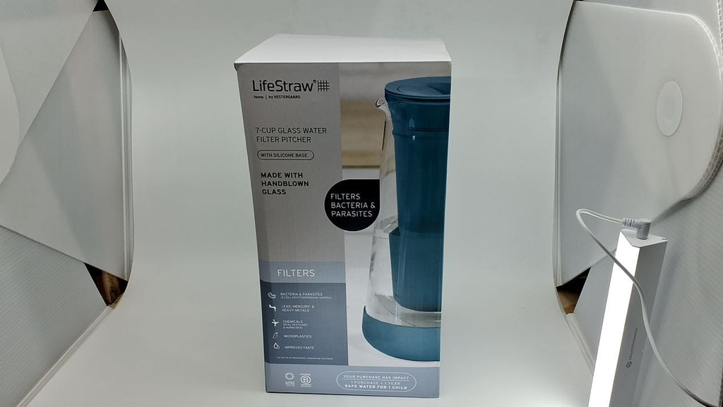 LifeStraw Home Pitcher, 7-Cup, Glass, Juniper, Filters 30+ Contaminants