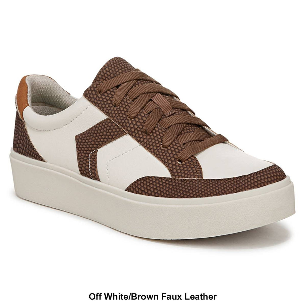 Dr. Scholl's Women's Madison Lace Sneaker, White/Brown, 8.5