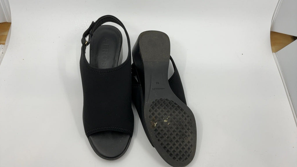 Aerosoles Women's NURI Slingback Wedge Heeled Sandal, Black Fabric, 8.5M