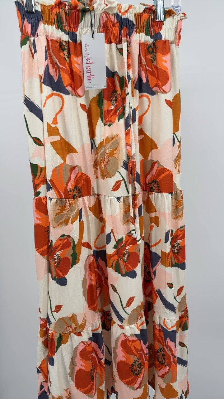 Full Size Floral Print Tiered Skirt Plus Size