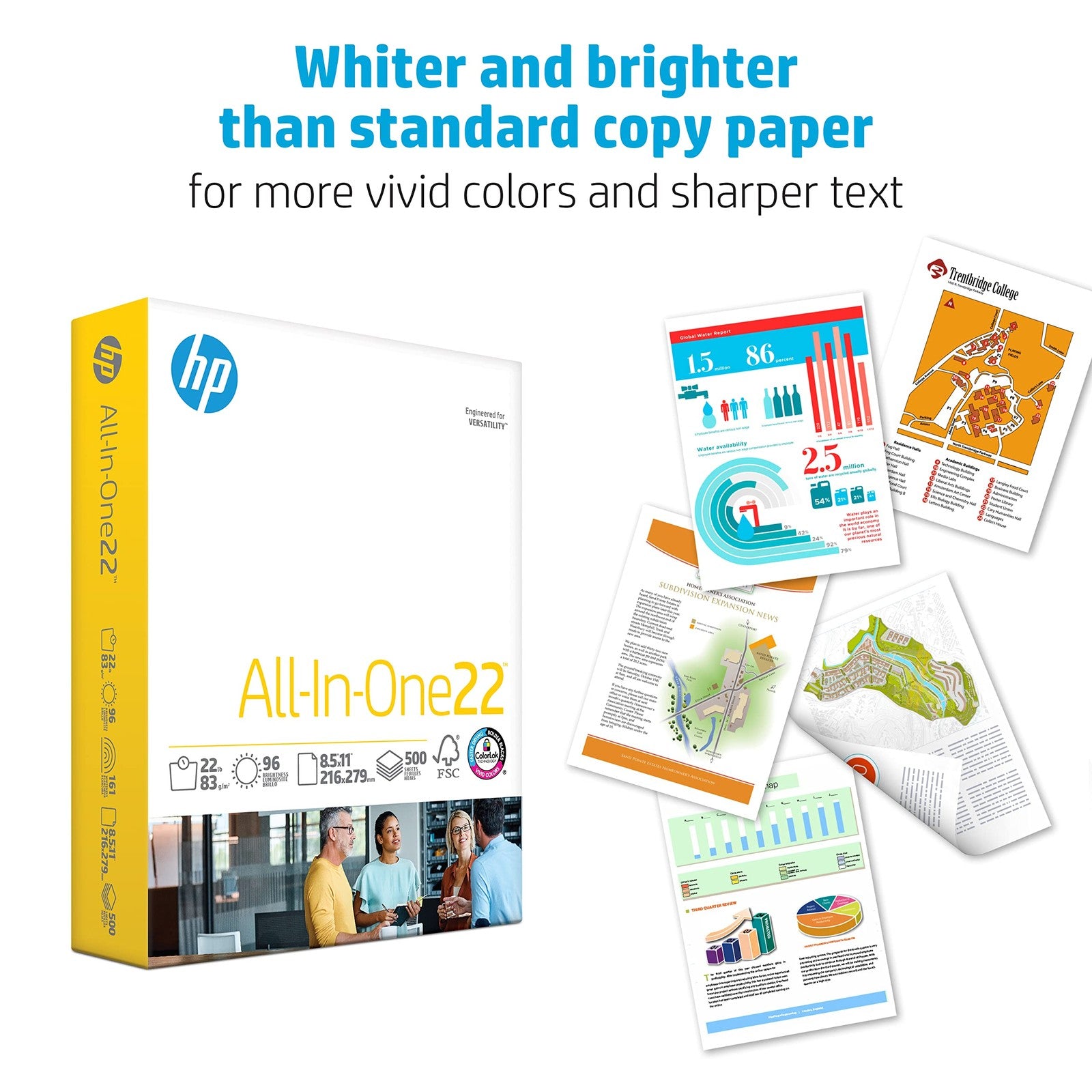 HP 22 lb All In One Paper 8.5x11 Mega Ream 750 Sheets FSC Certified