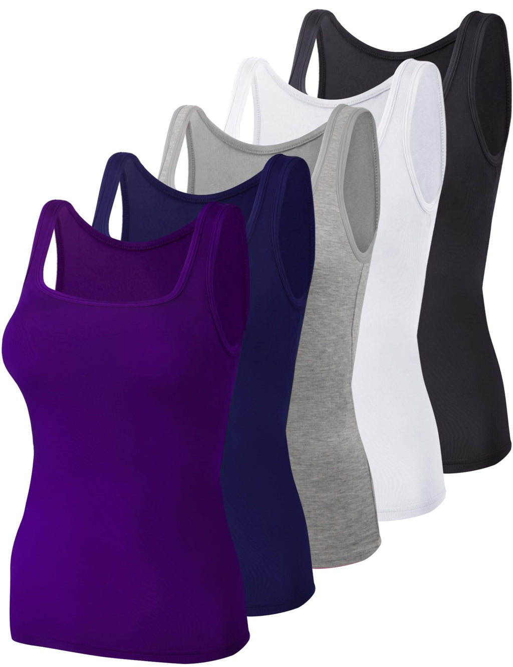 5 Women's Tank Tops XXL Square Neck Sleeveless Undershirts