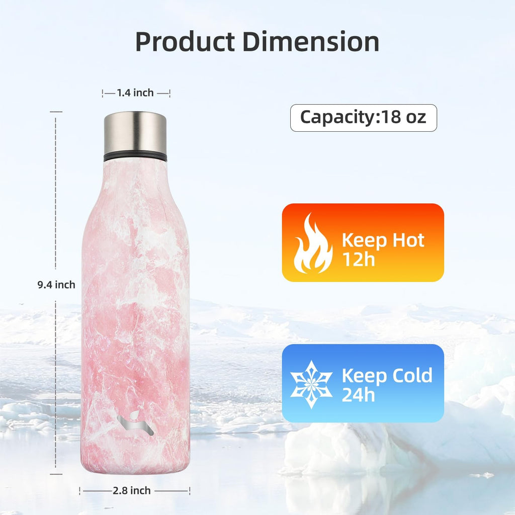 Konokyo 18oz Insulated Water Bottle, Blossom, Stainless Steel Thermos