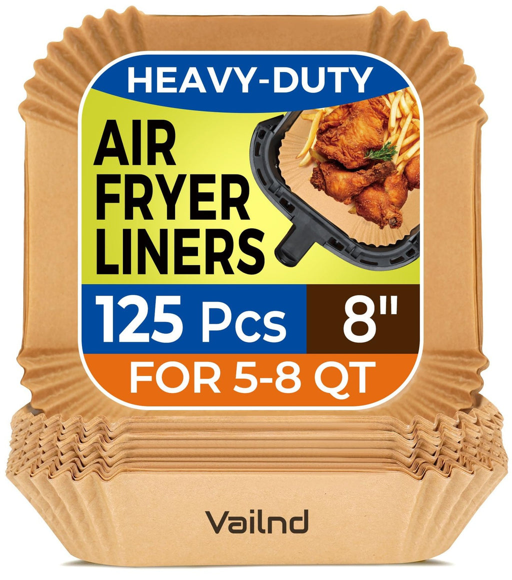 125Pcs Non-Stick Parchment Paper for Air Fryer, 8IN Disposable Liners