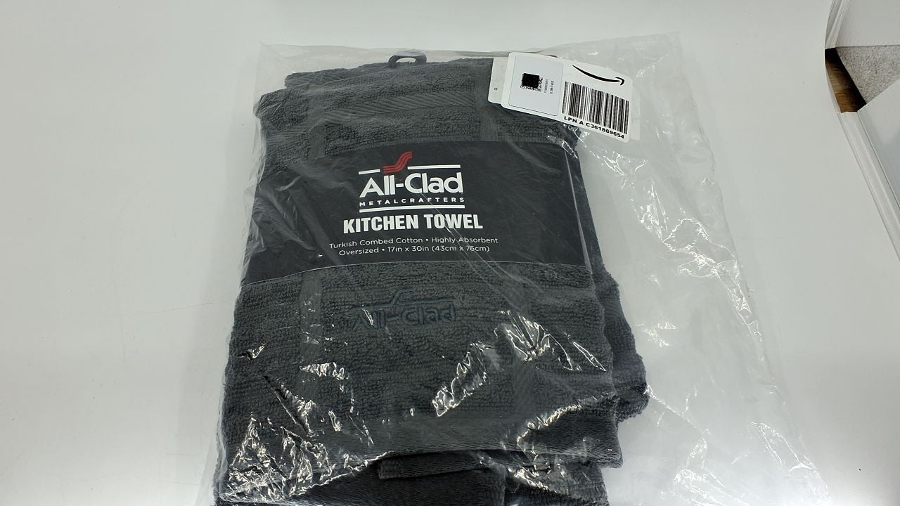 Highly Absorbent 17x30in Kitchen Towels 2-Pack Cotton Pewter