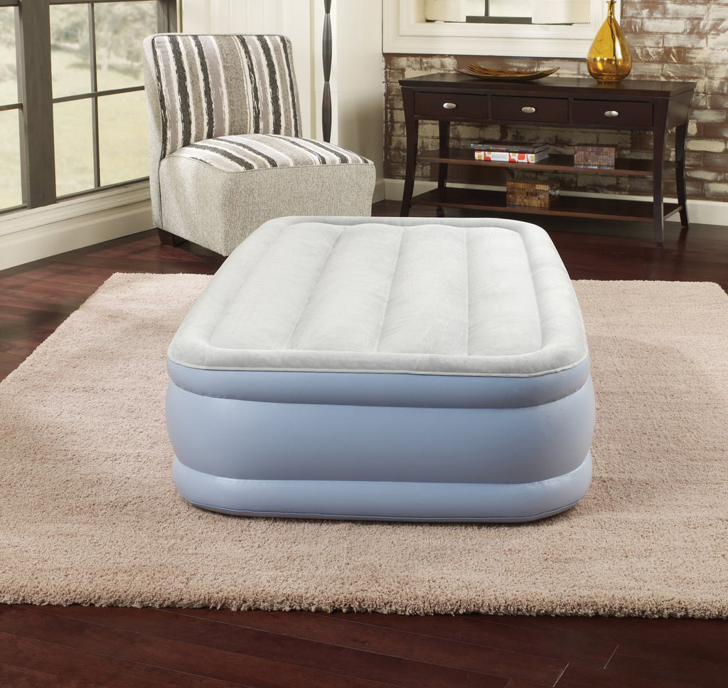 Simmons Hi-Loft Twin Air Mattress, Puncture Resistant Vinyl, Grey/White