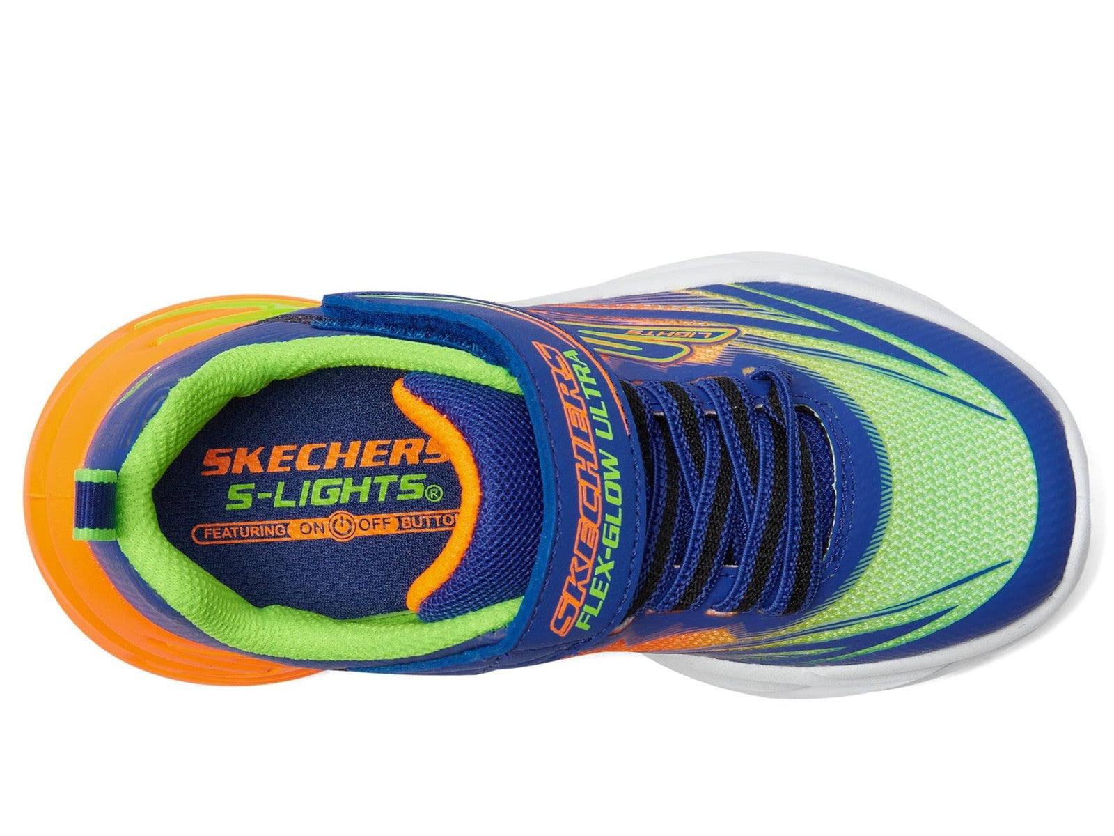 SKECHERS Boy's Flex-Glow Ultra Sneaker, Blue/Multi, 1 Little Kid