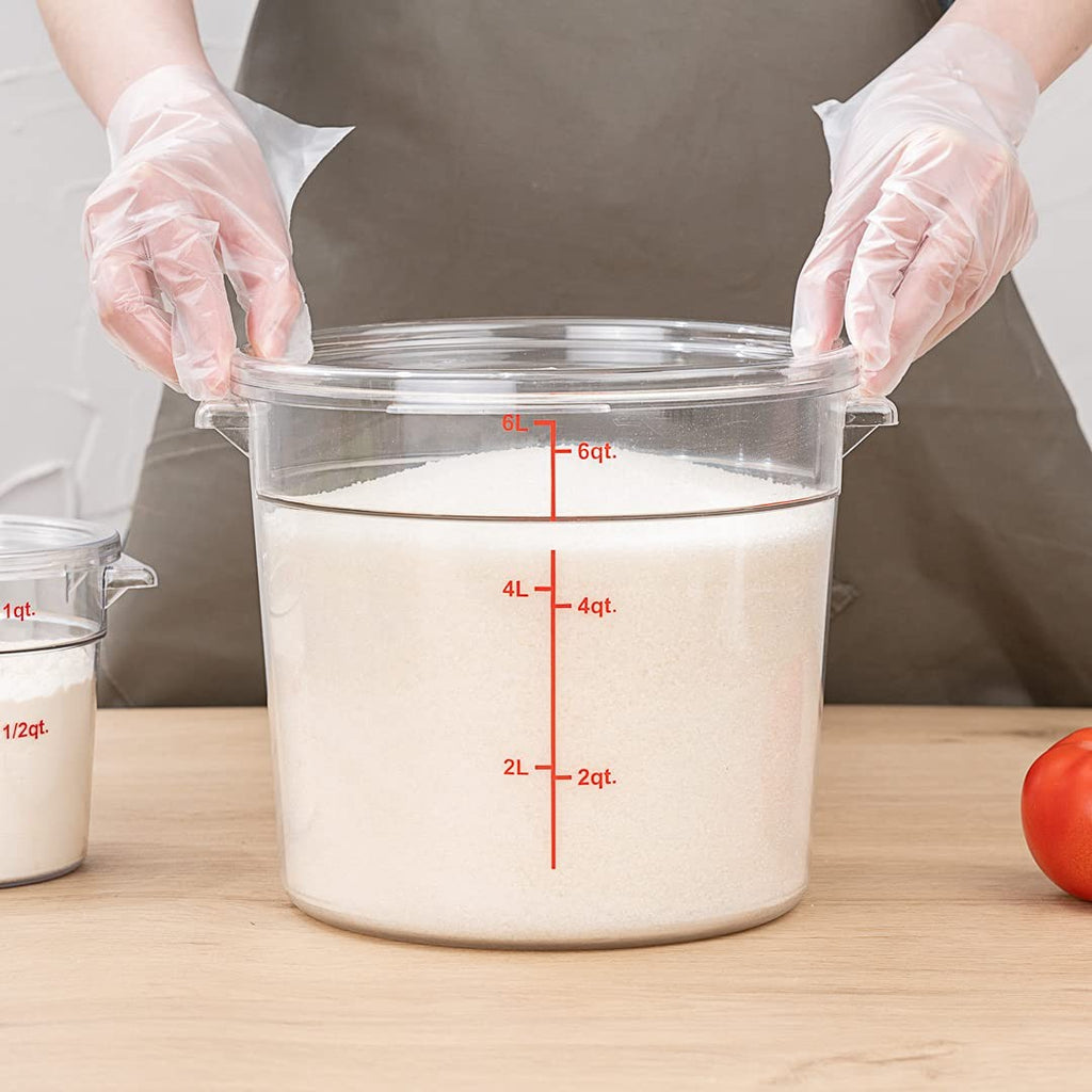 Commercial 6 Qt Food Storage Container - Clear Plastic, Scratch Resistant