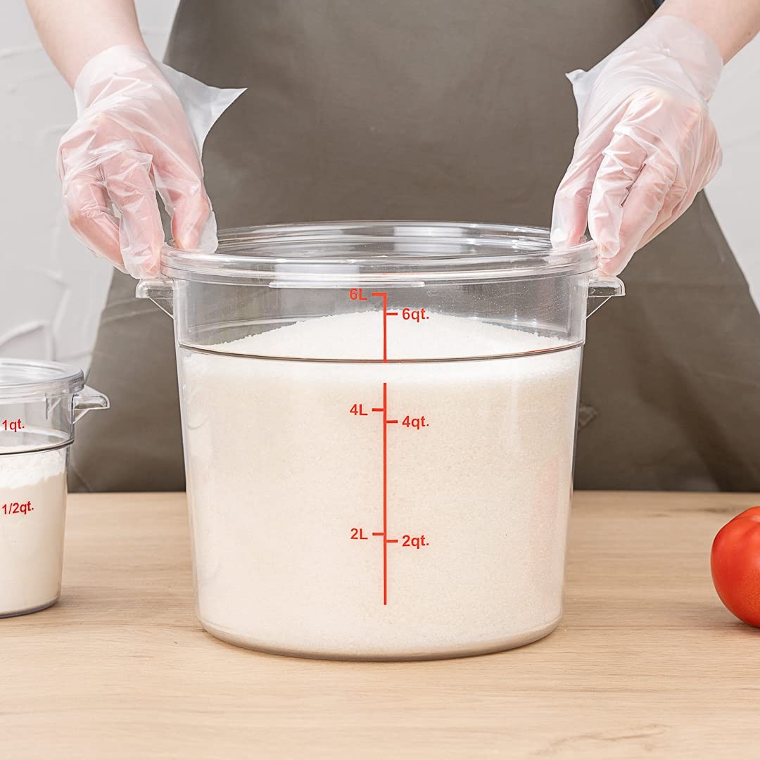 Commercial 6 Qt Food Storage Container - Clear Plastic, Scratch Resistant