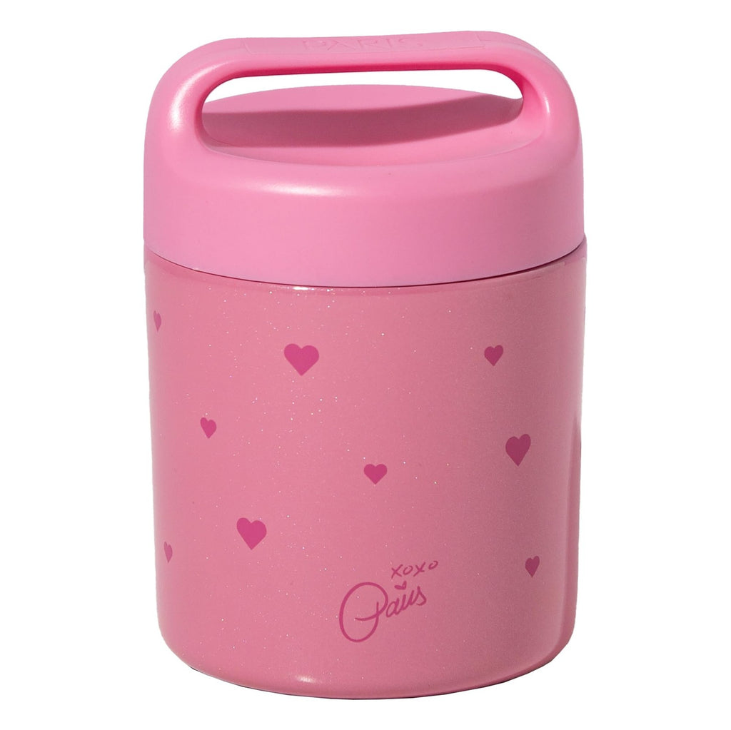 Insulated 12-Ounce Food Jar Pink Hearts, Double Wall Stainless Steel