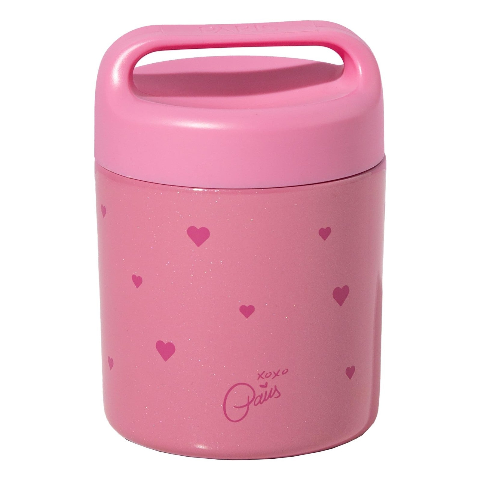Insulated 12-Ounce Food Jar Pink Hearts, Double Wall Stainless Steel