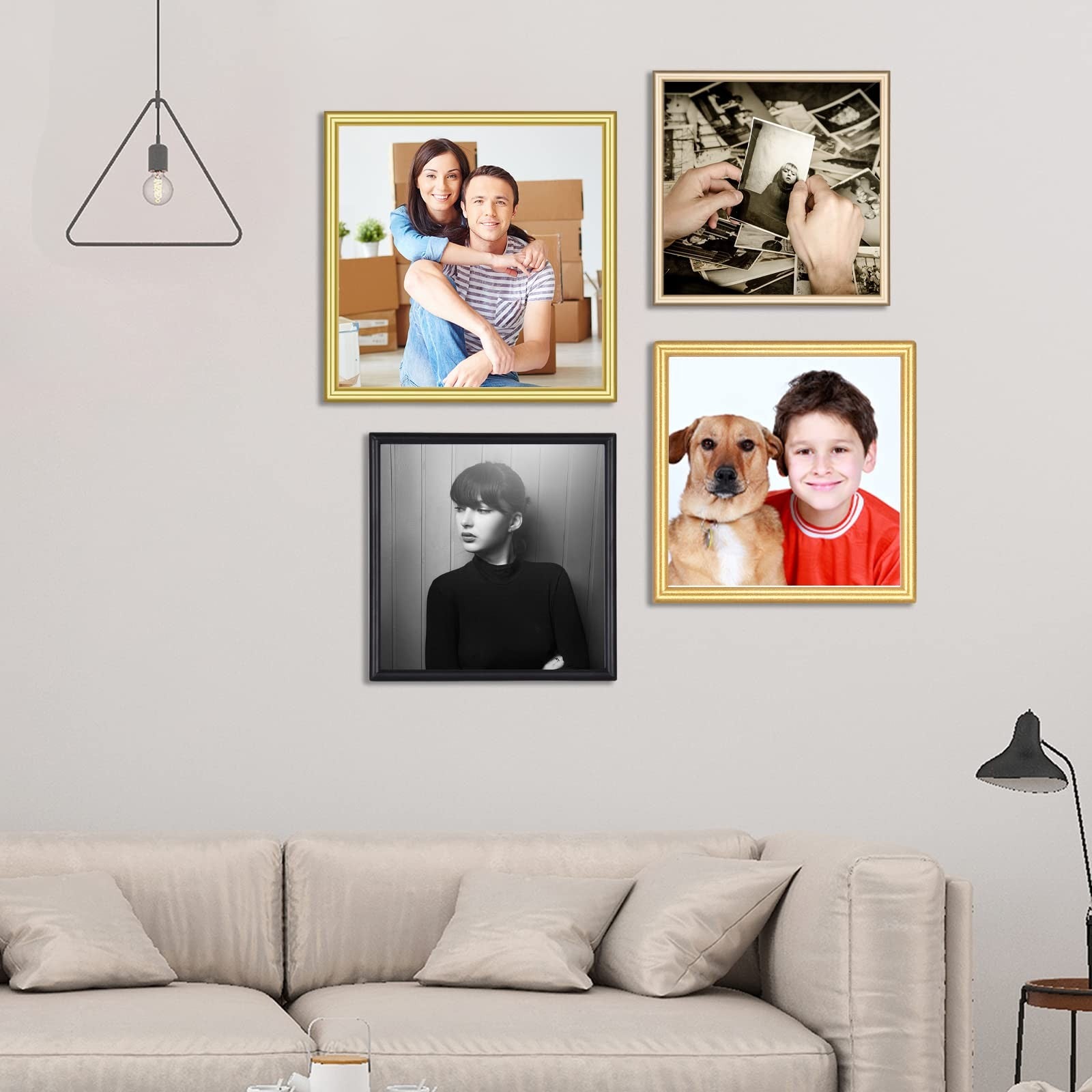Matte Black 4x4 Picture Frame Set, Thin Aluminum Metal w/ Glass (2 Pack)