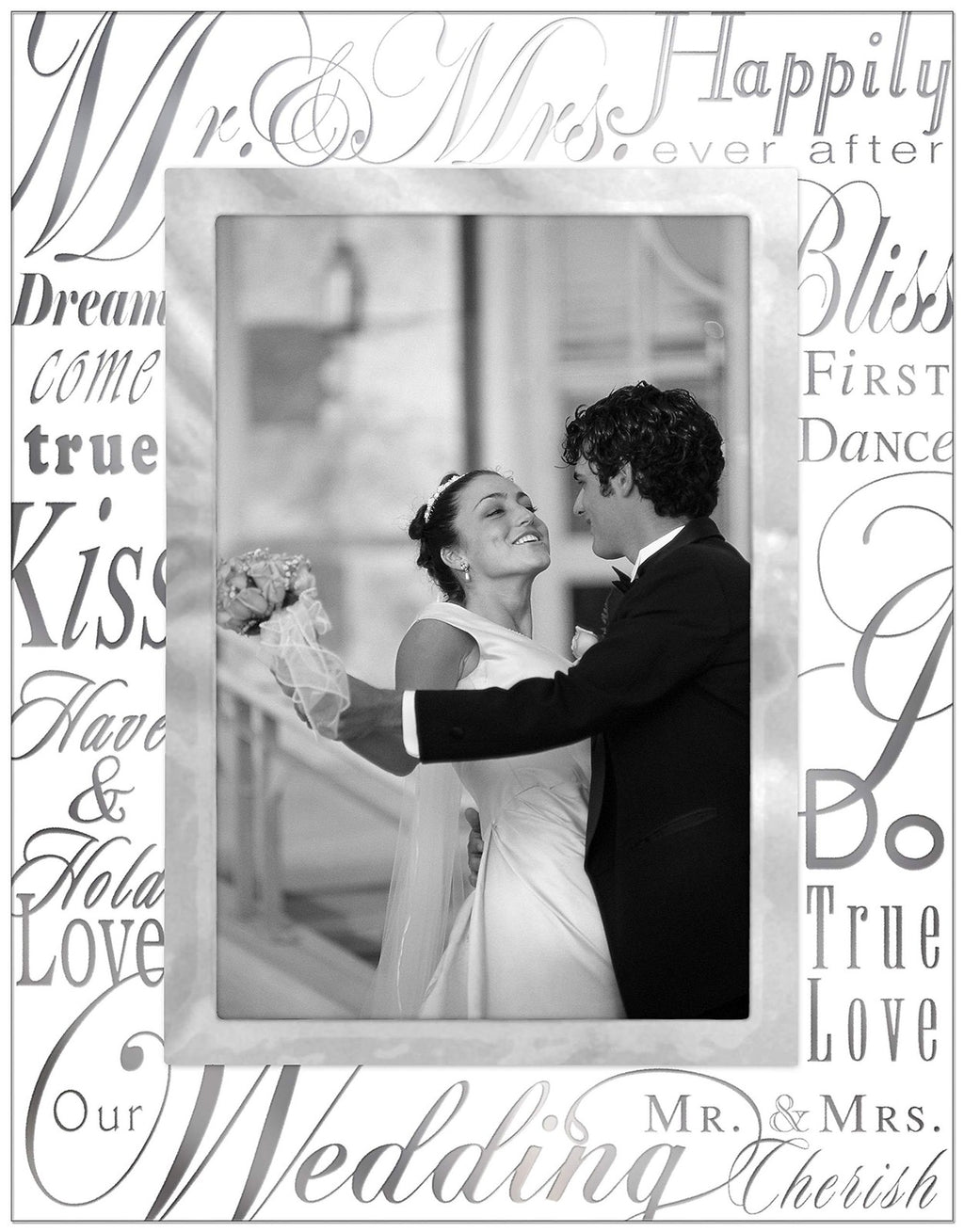 Silver Mirrored Glass Picture Frame 4x6 for Weddings