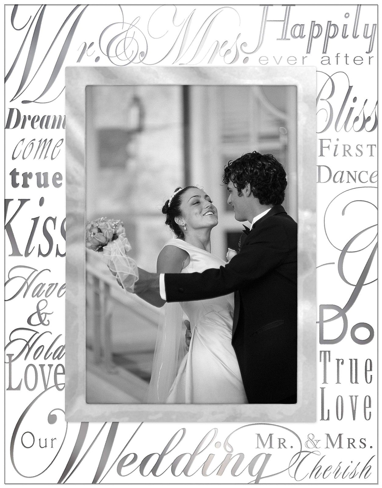 Silver Mirrored Glass Picture Frame 4x6 for Weddings