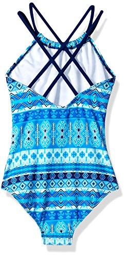Kanu Surf Girls' Big Mahina Halter Beach Sport 1-Piece Swimsuit, Blue, 10