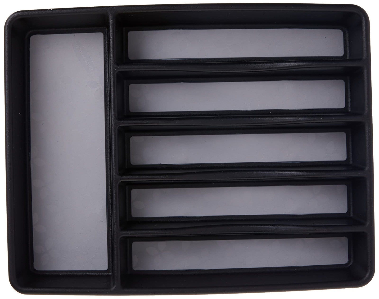 Black & Grey Large Silverware Tray Organizer, 7 Compartments, Plastic