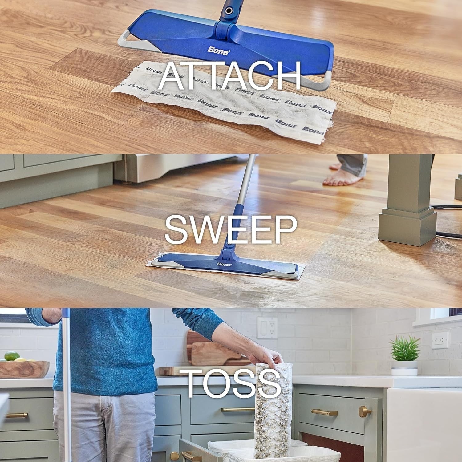 Bona XL Microfiber Sweeping Pads - 24 Heavy-Duty Refills, Dust & Dirt