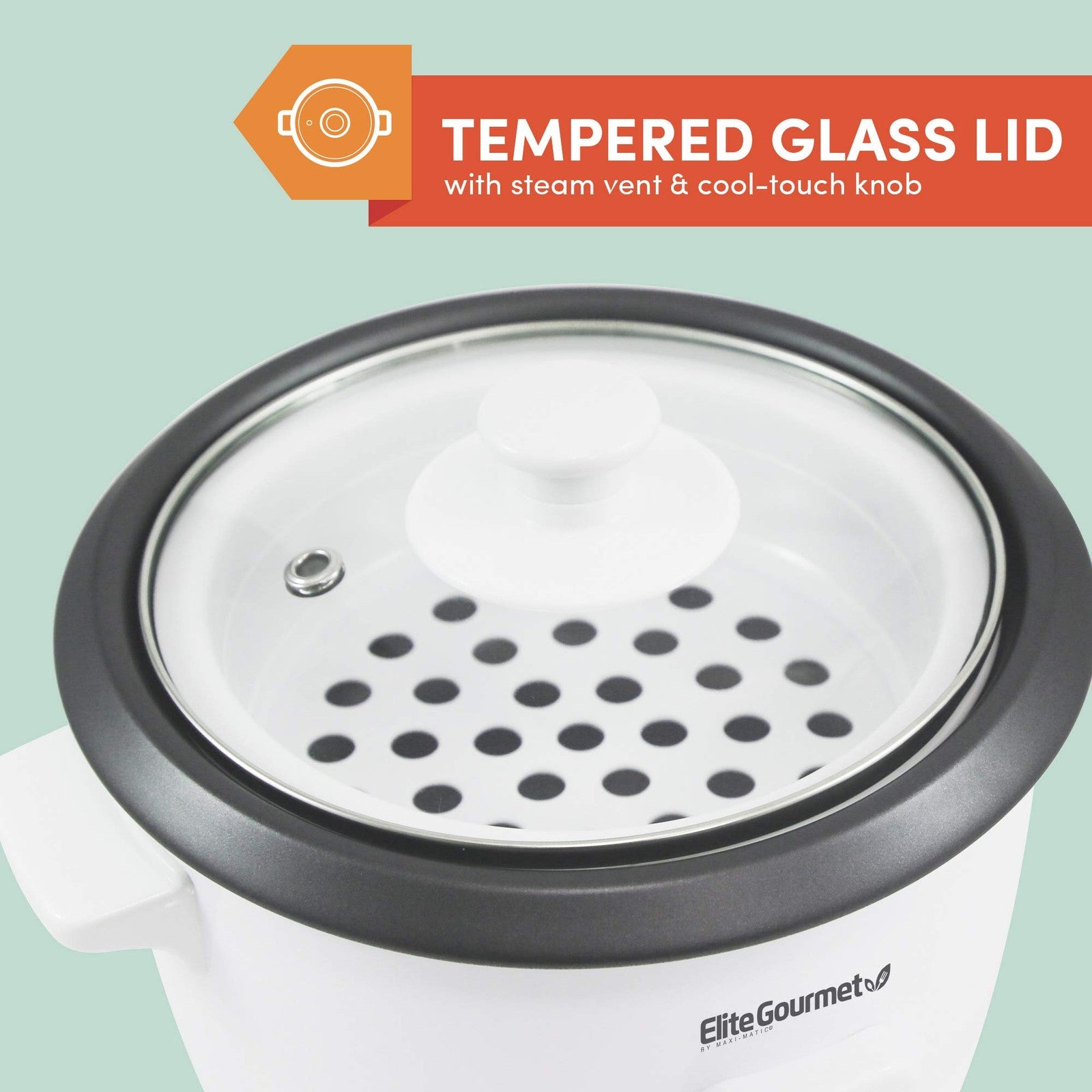 Elite Gourmet Rice Cooker 6 Cups, Non-Stick Inner Pot, White