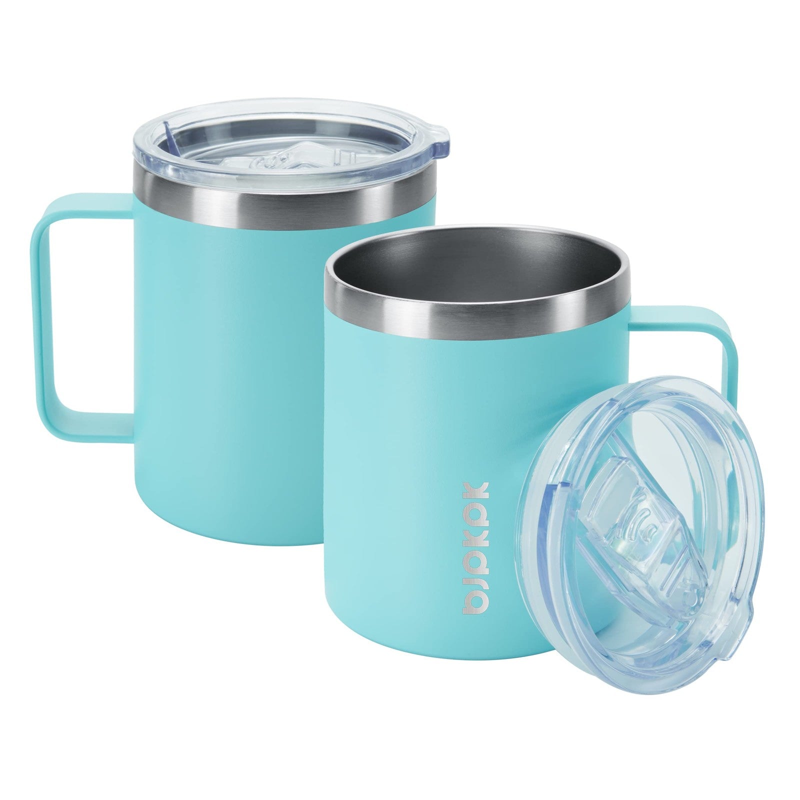 BJPKPK 14oz Stainless Steel Insulated Tumblers, 2 Pcs w/ Lid - Turquoise