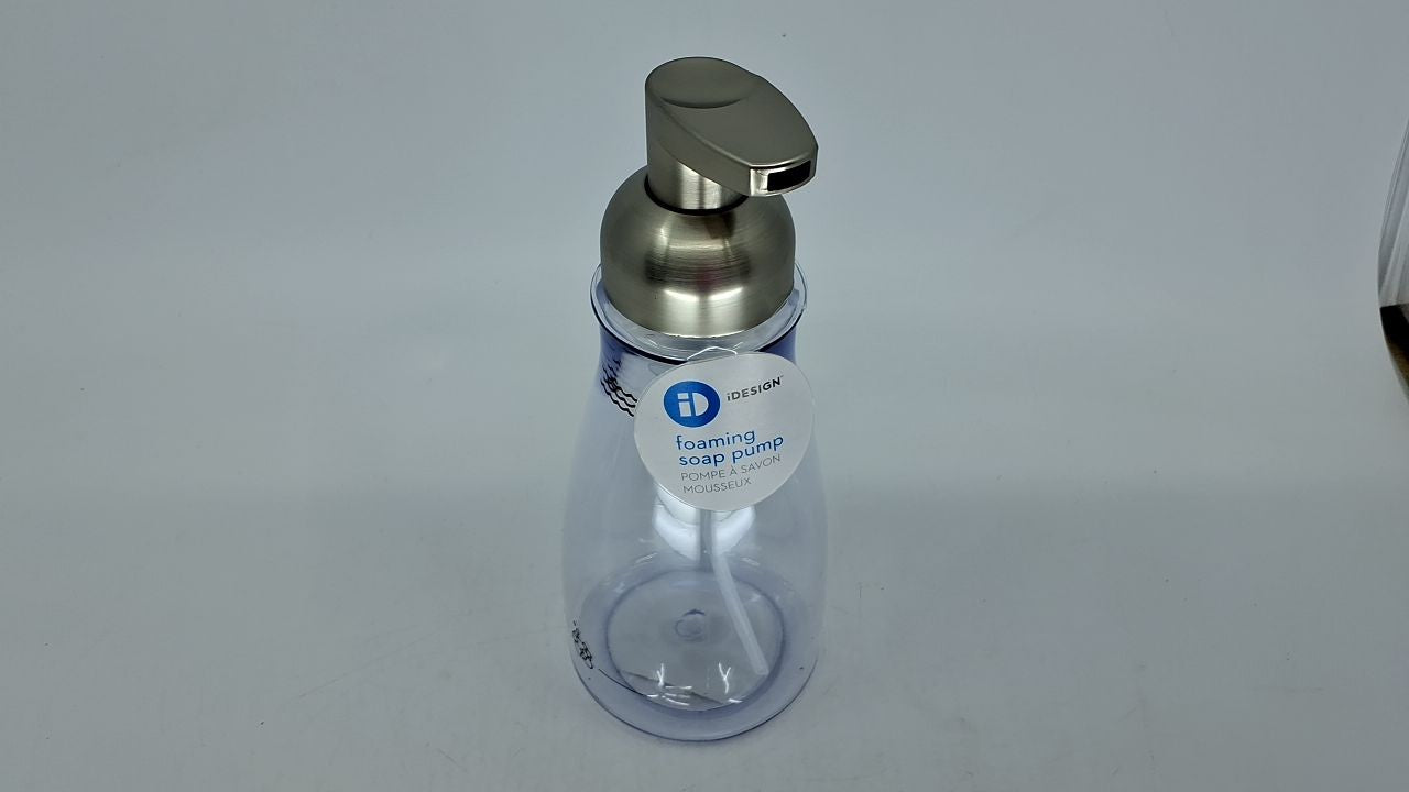 14 Oz Foaming Soap Dispenser, Clear/Brushed Nickel, Kitchen & Bath Use