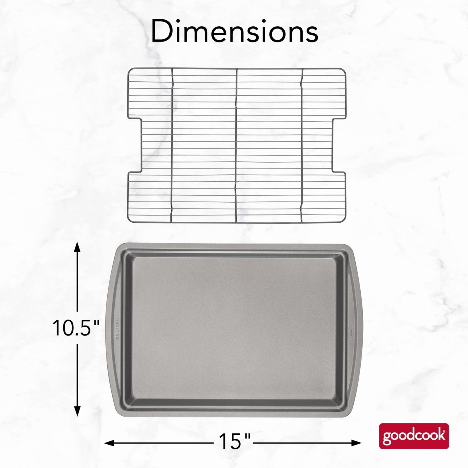 Nonstick Carbon Steel Baking Pan 15x10.5 w/ Wire Rack, Dishwasher Safe