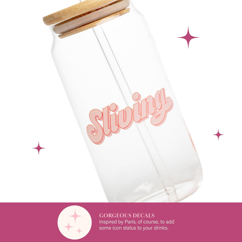 2-Piece Paris Hilton Glass Tumblers Set, 17oz, w/ Bamboo Lids & Cleaning Brushes