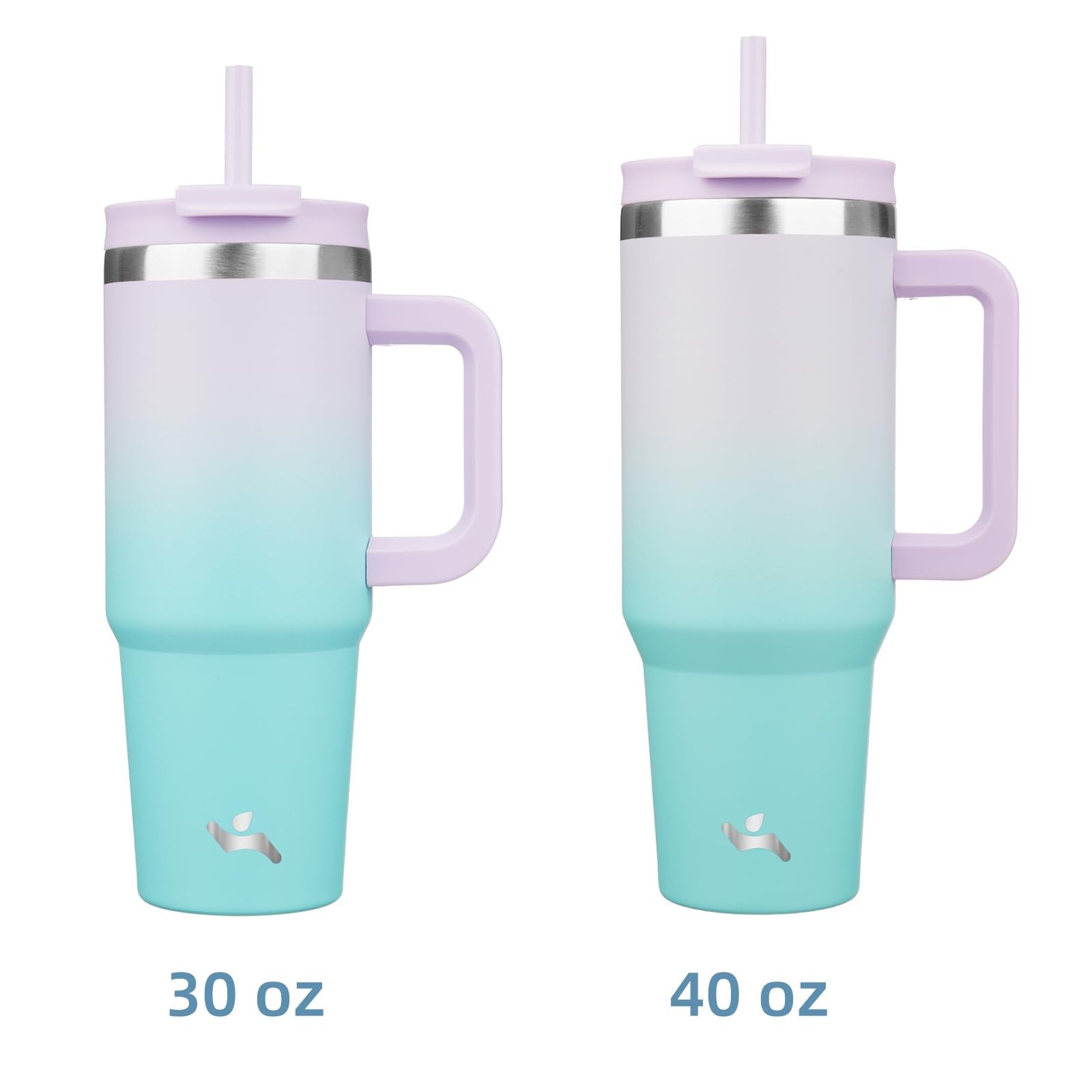 Stainless Steel 30oz Tumbler, Insulated, Lavender Green, 2 Straws