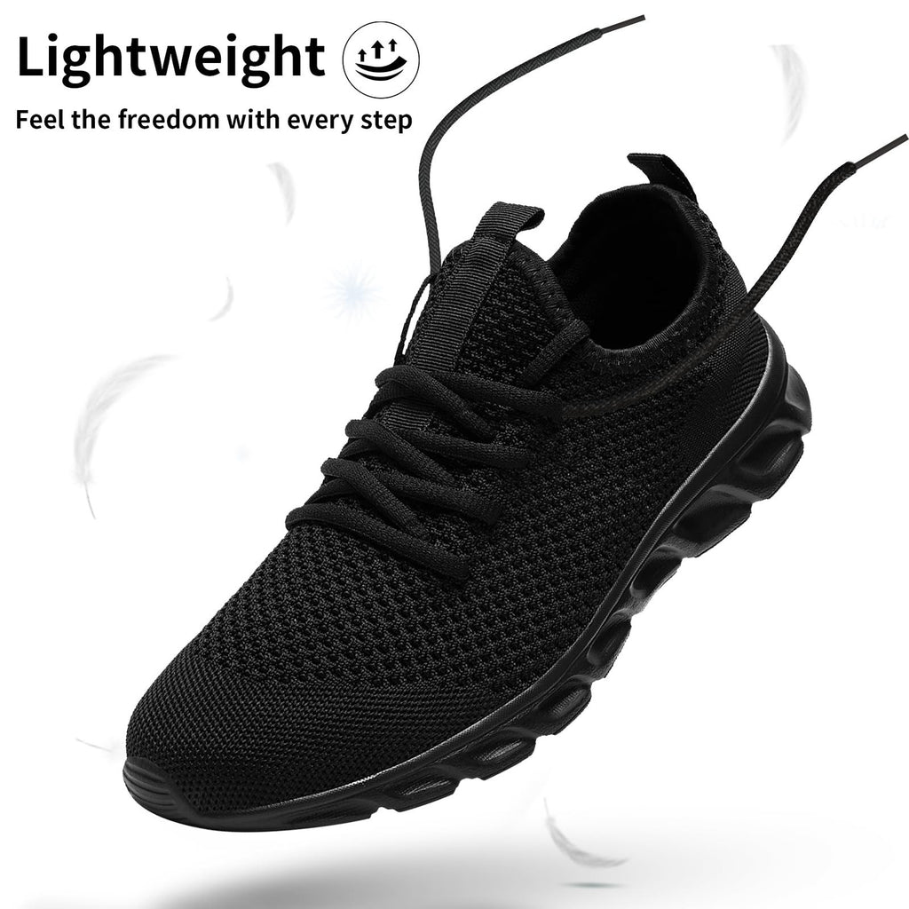 Mens Athletic Walking Sneakers Black Size 13.5 Lightweight & Breathable