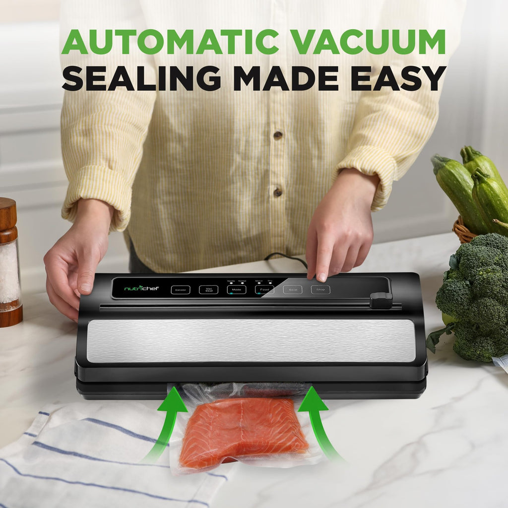 NutriChef Food Vacuum Sealer, Compact Design, LED Indicator Lights