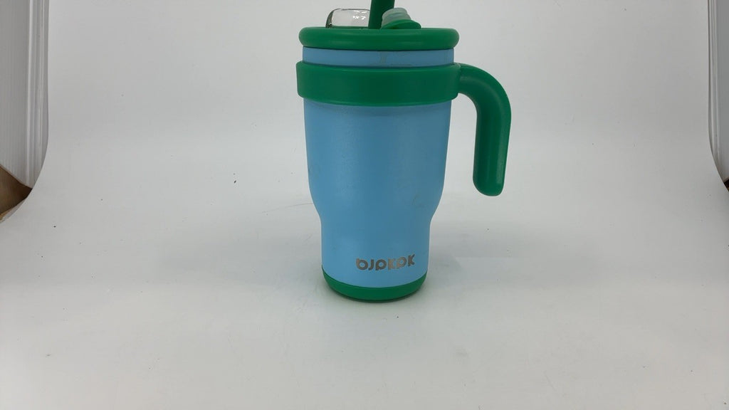 Ice Blue 14 Oz Insulated Tumbler w/ Straw & Handle, Stainless Steel